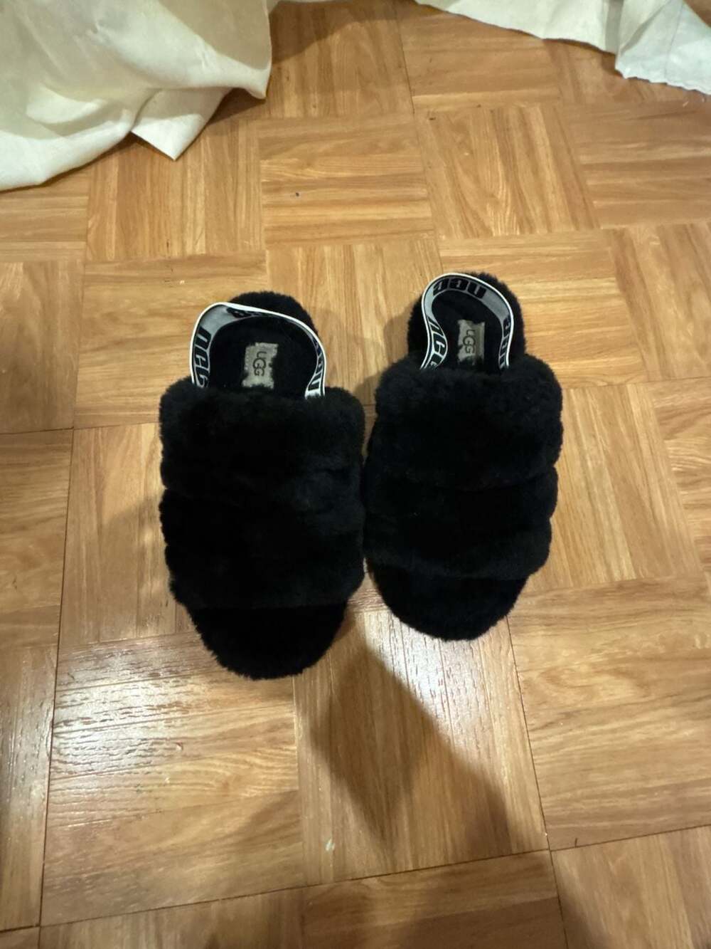 UGG Fluff Yeah Slide Black Shearling Slippers
